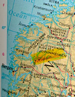 Norway Map with Tønjum Highlighted